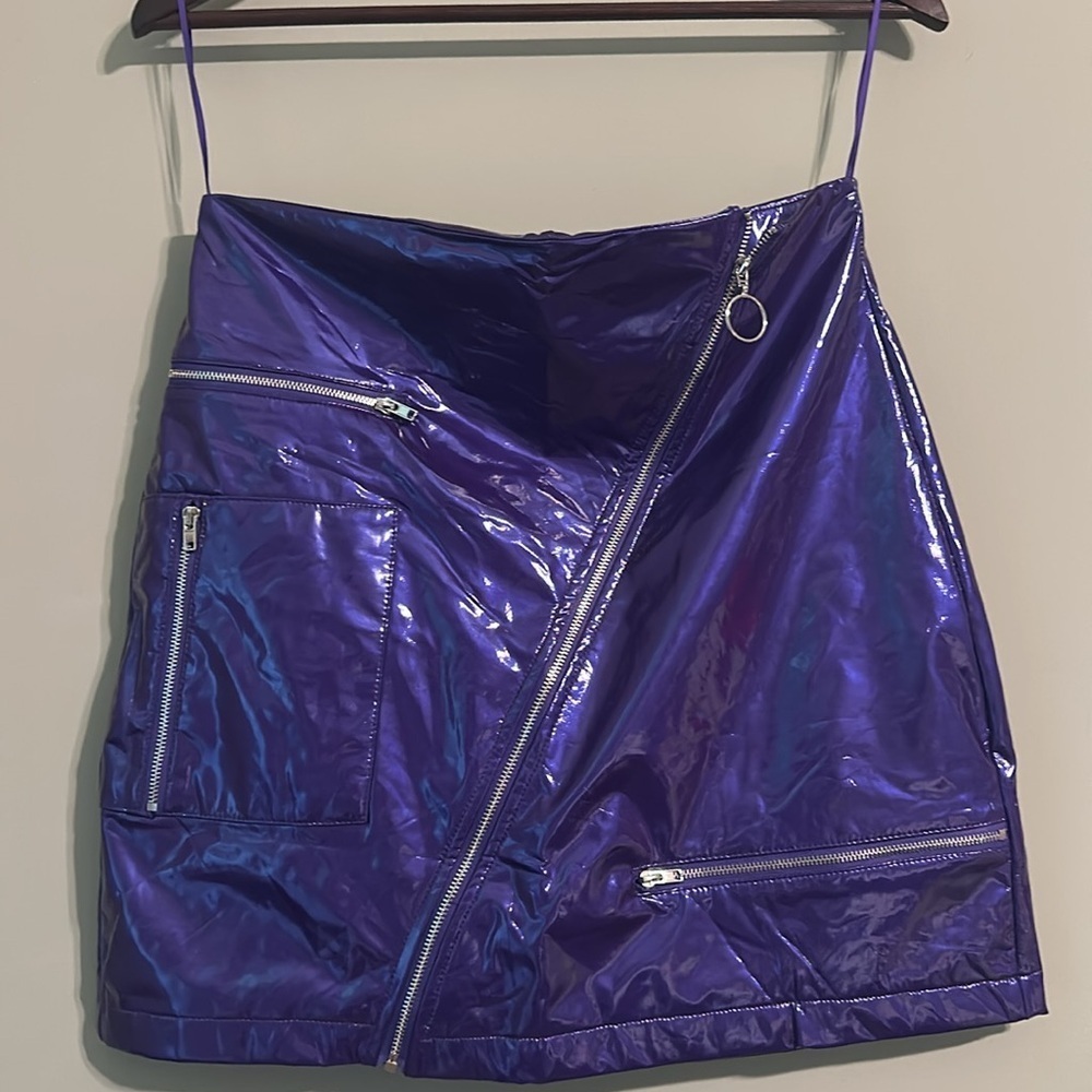 VER LUISANT MOTO PU MINI SKIRT L PURPLE - Picture 4 of 12